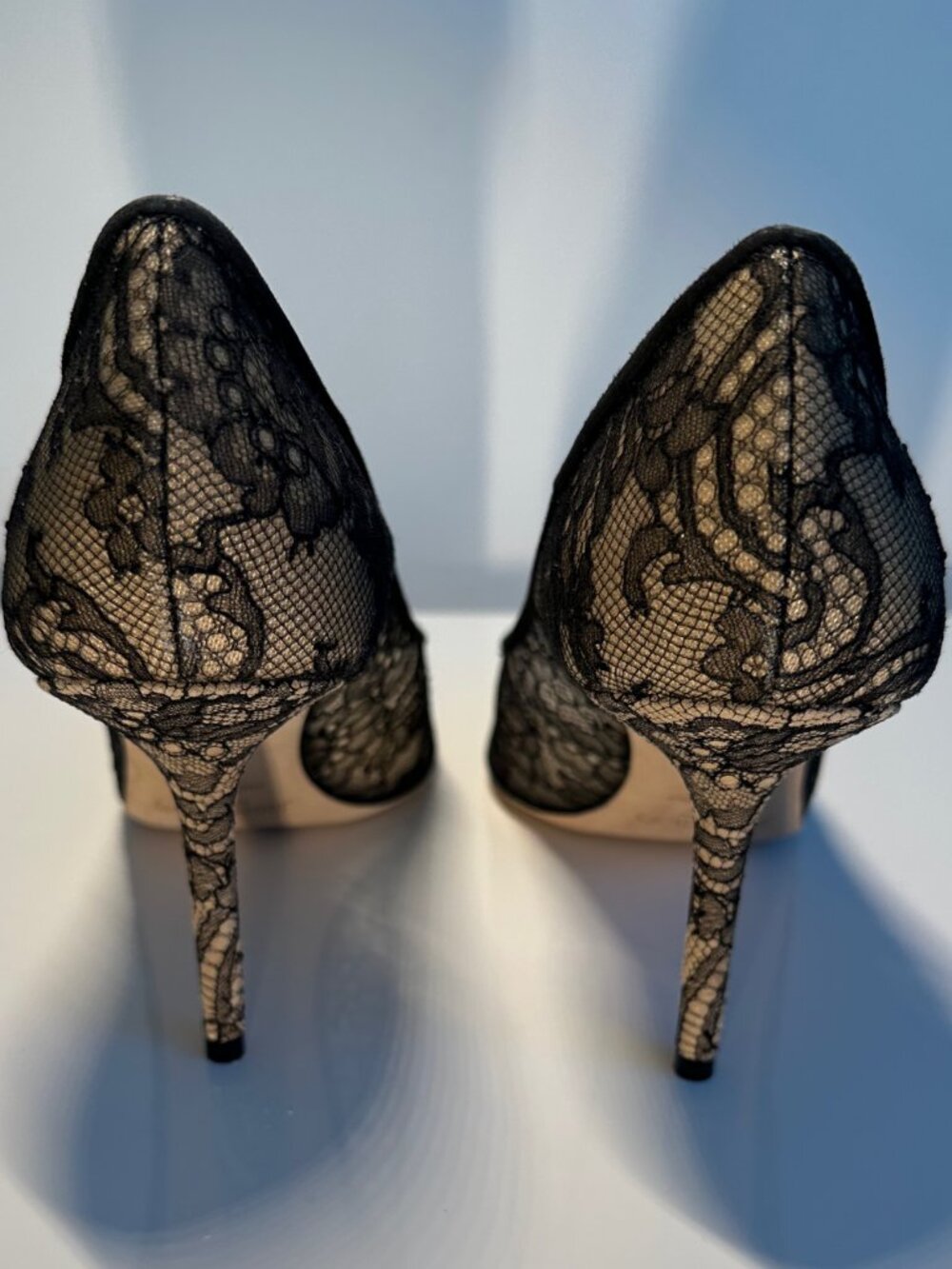 JIMMY CHOO 85mm Love Heel Black Lace/Suede Size 9 - Picture 2 of 3